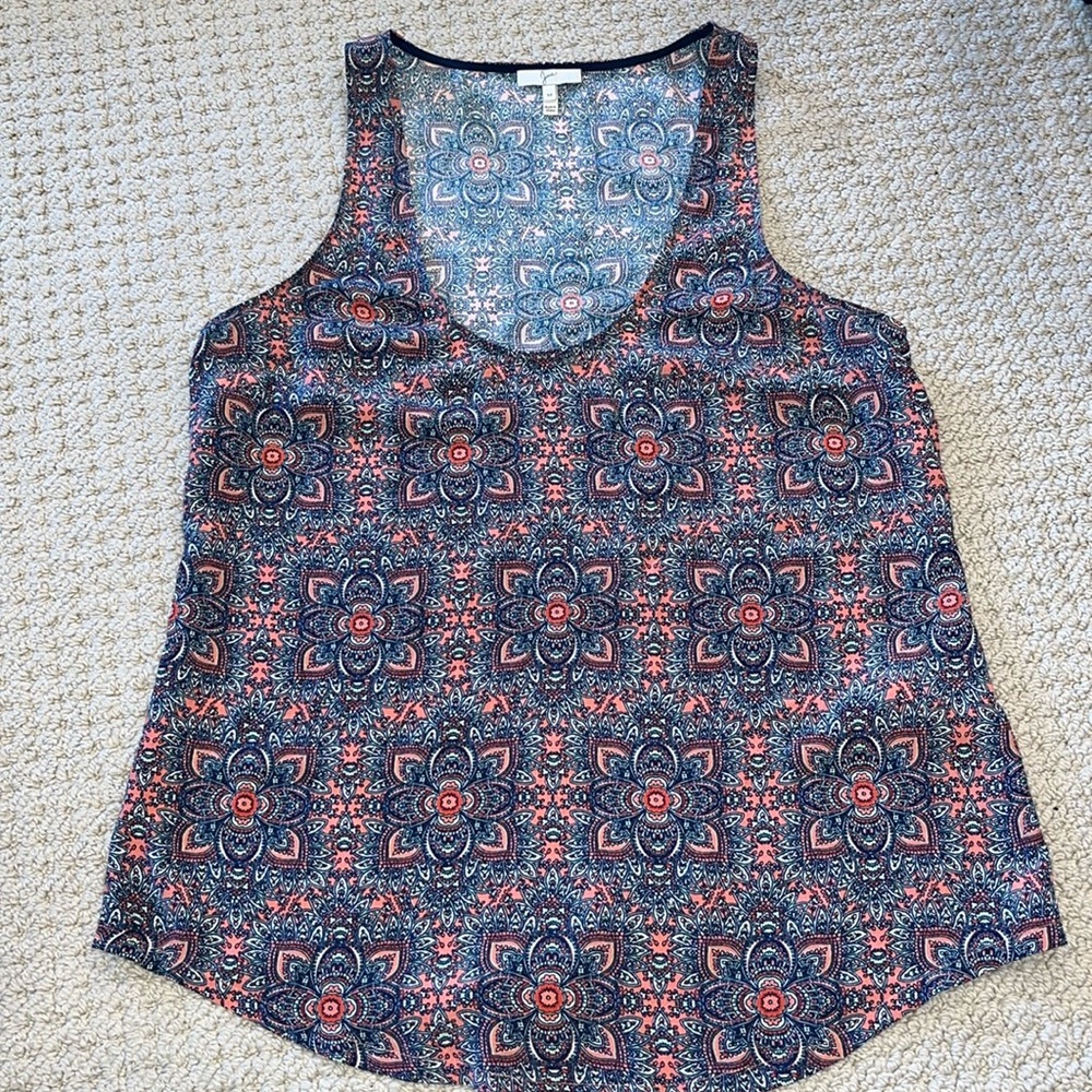 Joie Silk Colorful Mandala Scoop Neck Silk Tank Top